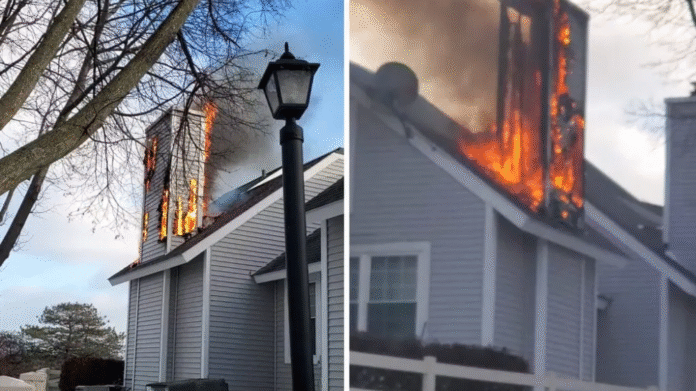 Firefighters rescue dog after home’s chimney engulfed in flames, leaving family displaced in Gurnee