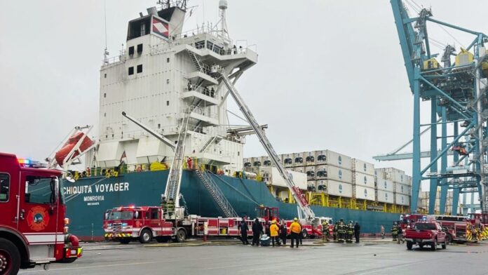 Photo of the Week: Del. cargo ship fire