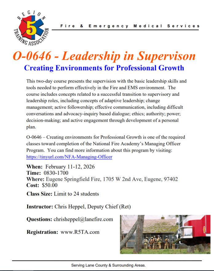 02/11/26 - 02/12/26 - O0646 Leadership In Supervision: Creating Environments For Professional Growth - Eugene, OR