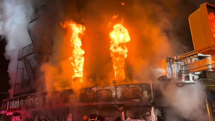 5-alarm fire rips through Bronx deli and apartments; 3 injured, including 2 firefighters