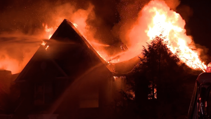 Home in Ohio destroyed by fire, crews battle intense flames
