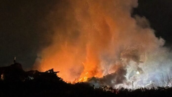 Large field fire burns for several hours at Woods Cross landscaping business