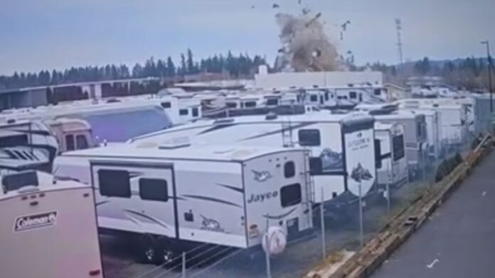 Surveillance video shows massive explosion in Canby