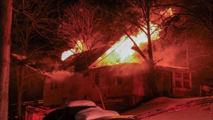 Wallingford firefighter calls mayday and bails out by ladder during Grieb Road blaze