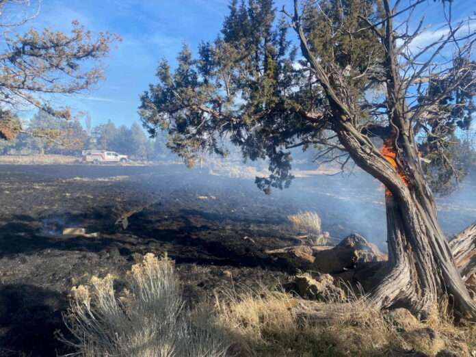 Ditch burn escapes east of Bend, races across nearly seven acres before crews stop its spread