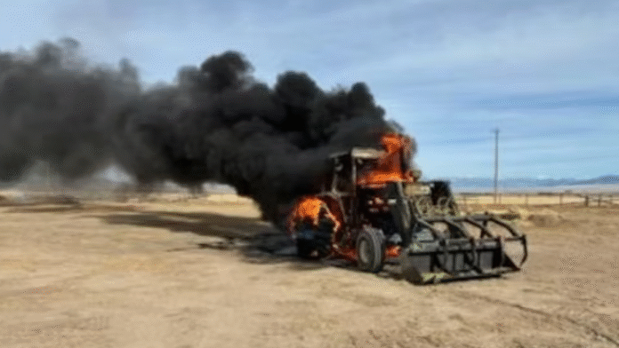 Tractor fire in Dillon results in total loss