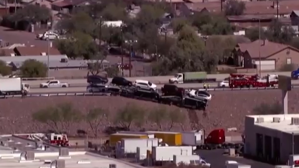Trucks left dangling over freeway edge on I-17 in Phoenix