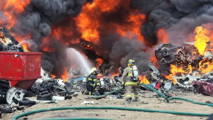 Cahokia Heights tow yard fire burns multiple cars after employee says electric vehicle sparked blaze