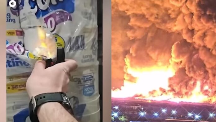 Ontario warehouse fire suspect filmed arson at Kimberly-Clark distribution center