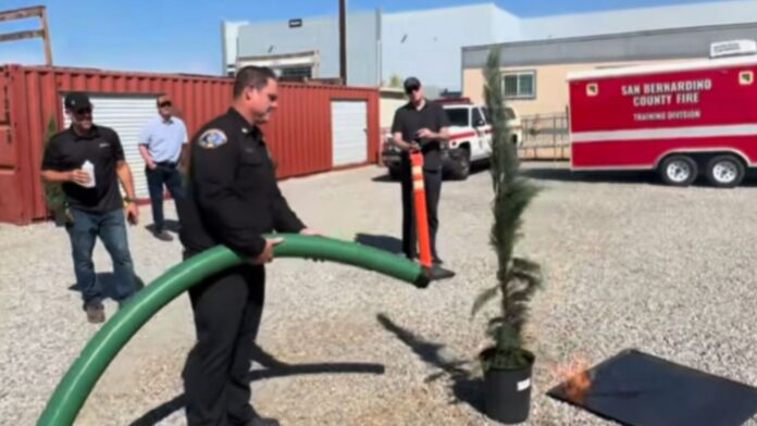 San Bernardino County Fire tests sound wave fire suppression system without water