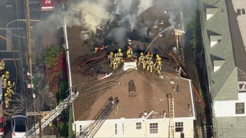 VIDEOS: Roof collapses during Los Angeles apartment fire