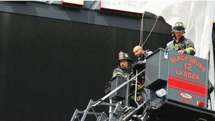 Virginia Tech skydiver rescued after crash into Lane Stadium video board at spring game