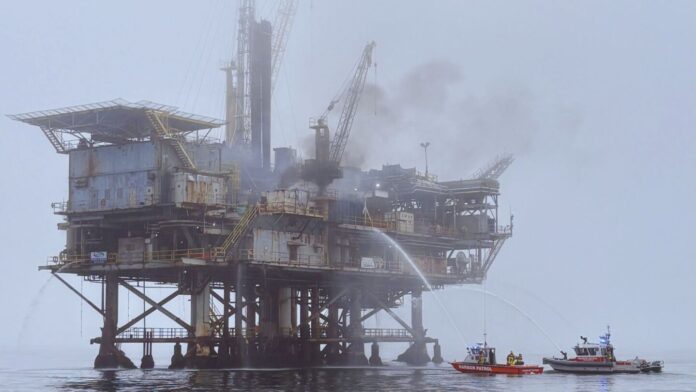 Fire on Southern California oil platform forces evacuation of 26 workers
