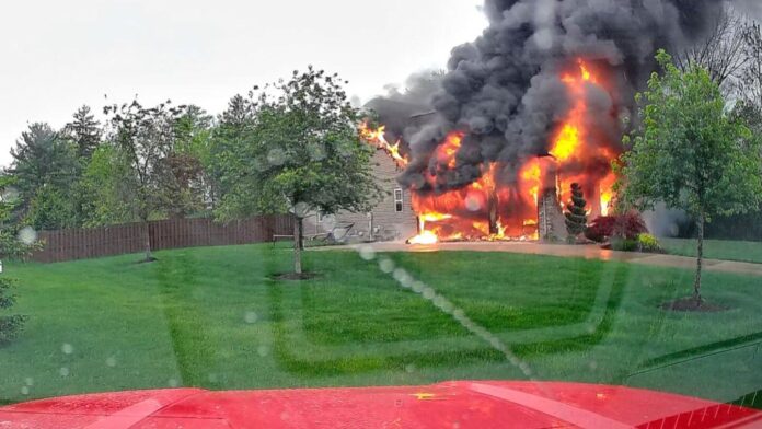 Medina firefighter rescued after ceiling collapse traps him during house fire
