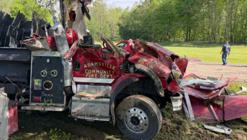 PHOTOS: 2 firefighters injured, 1 critically, when fire truck crashes in Ohio